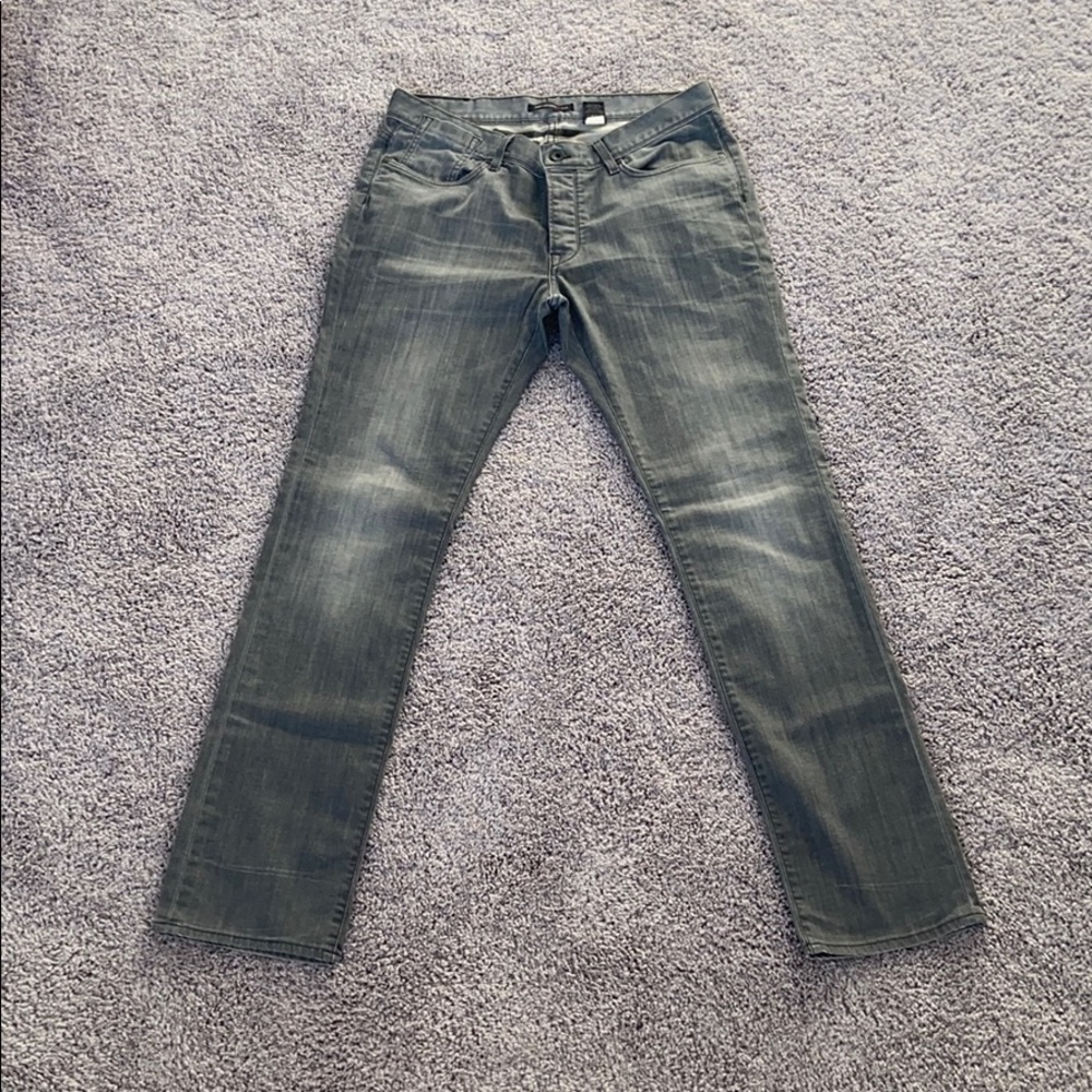 John Varvatos Star USA Bowery Men's Slim Straight Jeans - Washed Gray Button Fly